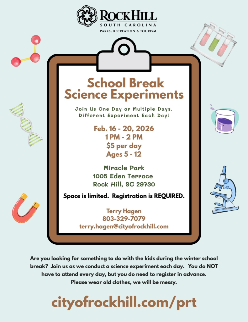 School Break Science Experiments - Miracle Park Rock Hill